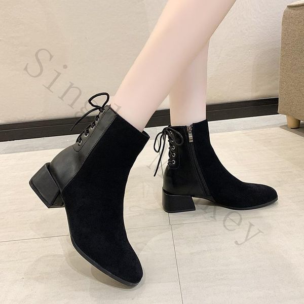 

boots single monkey black pu leather ankle women 2021 winter warm zipper shoes woman fashion snow motorcycle platform botas