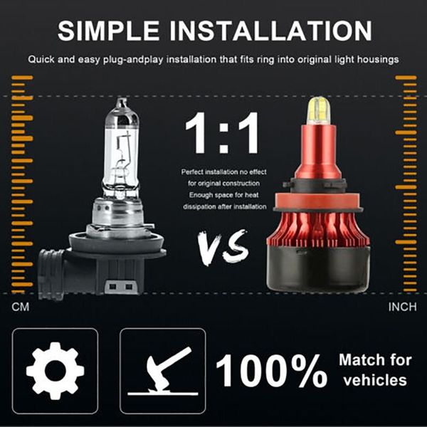 

car headlights lamp headlight 8-sides fog light accessory bulbs led pure white replacement