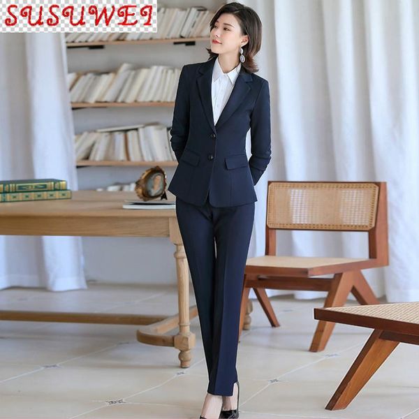 

spring and autumn pants suit two-piece feminine casual temperament ladies professional blazer slim trousers women's two piece, White