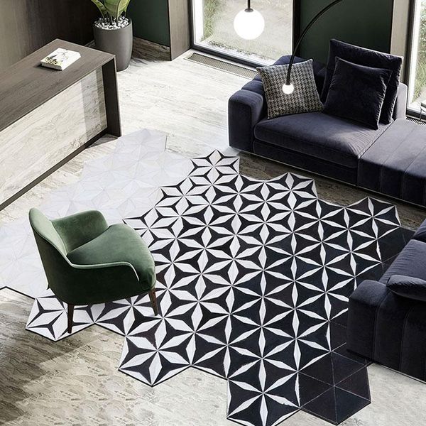 

carpets irregular black and white luxury cowhide patchwork rug big size natural cow skin leather carpet for decoration bedroom