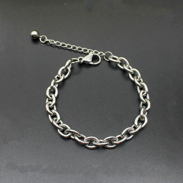 

link, chain men's bracelet & bangle 2021 curb cuban silver color bracelets hip hop party rock jewelry drop 18+5cm, Black