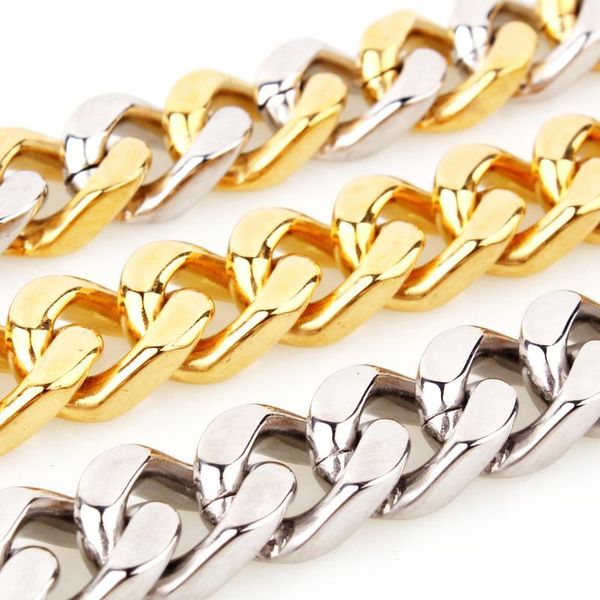 

chains men women silver gold 316l stainless steel necklaces curb cuban link chain punk jewelry goth friends gift rapper collar