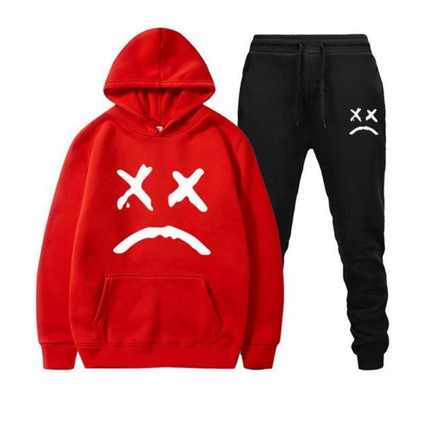 

men's tracksuits and women's same fleece sweater + trousers thickened warm sportswear couple two-piece, Gray