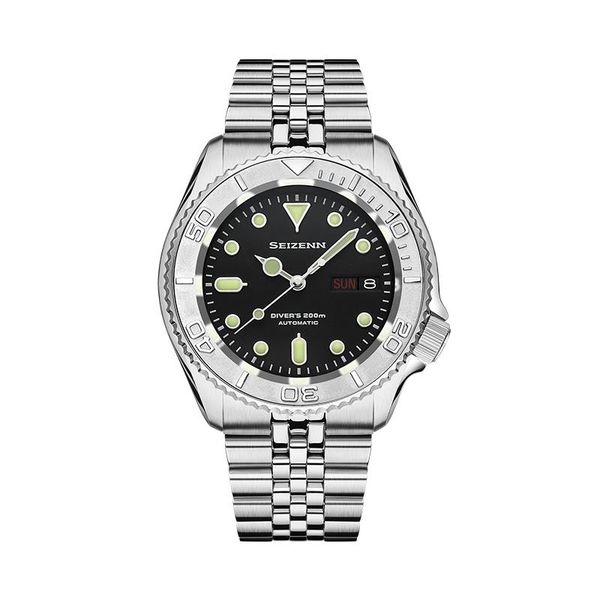 

wristwatches stainless steel tuna skx007 automatic men watches sapphire glass 200m waterproof classic diver wrist watch, Slivery;brown