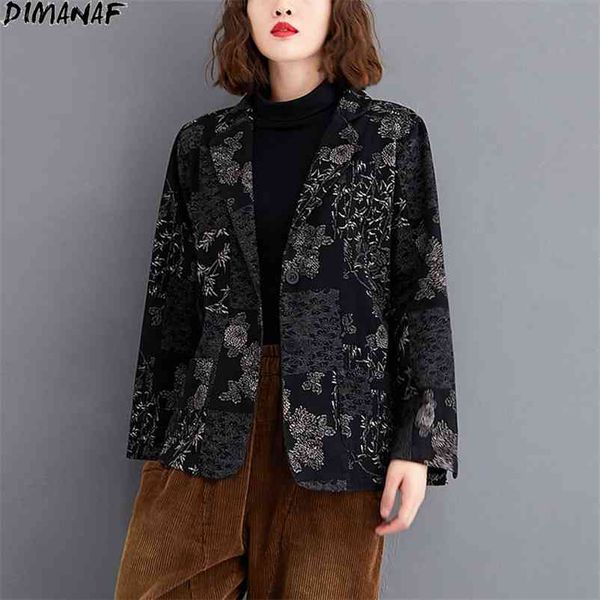 

plus size coats women denim jacket slim thick cotton-padded flower print female outerwear black casual 210531, Black;brown