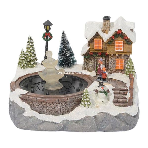 

frames christmas scene ornament led lighted resin house music water fountain figurine dropship