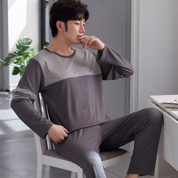 

men's sleepwear pajamas set autumn winter cotton long sleeve trousers korean version of loose leisure home service men, Black;brown