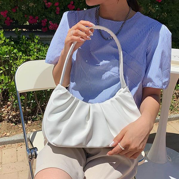 

totes 2021 summer style simple fold shoulder bags fashion ladies bag pu leather casual underarm purse