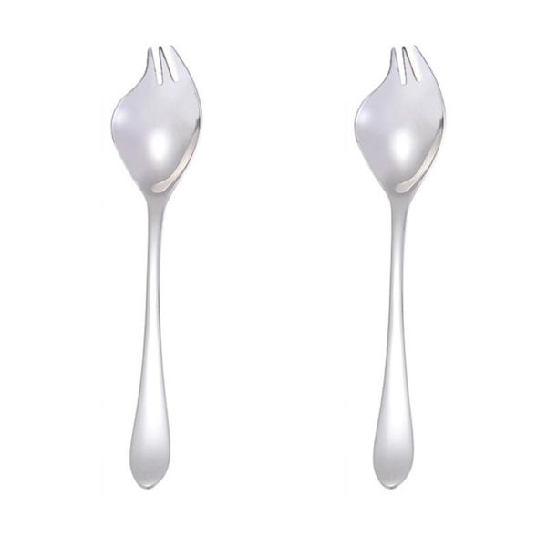 

spoons 2pcs dual purpose home salad stainless steel long handle fork