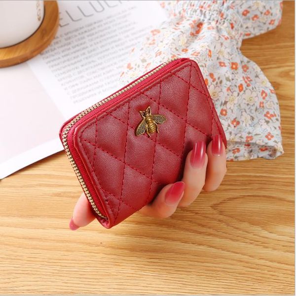 

women's wallet short organ card bag zipper zero wallets, Brown;gray