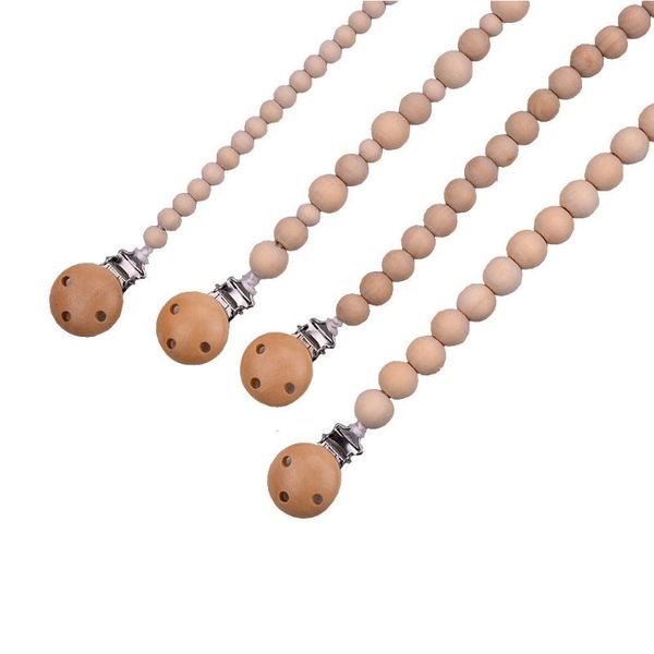 

pacifiers# arrival baby wood beaded pacifier clip dummy chain nipple holder infant silicone soother