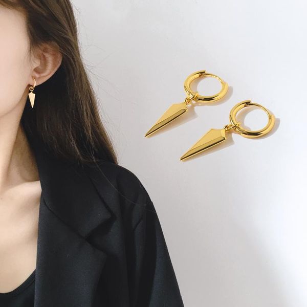 

exquisite reverse triangle drop earrings gold silver color dual used steel circle for women fashion jewelry dangle & chandelier
