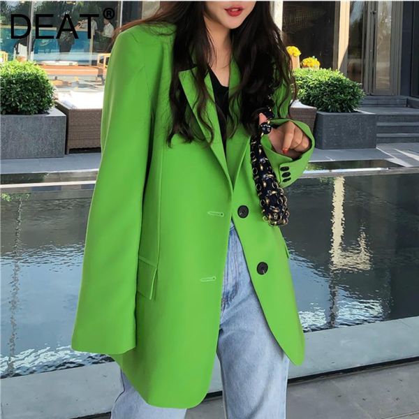 

women's suits & blazers deat woman blazer green solid loose notched collar long sleeve single breasted casual style wild jacket 2021 su, White;black