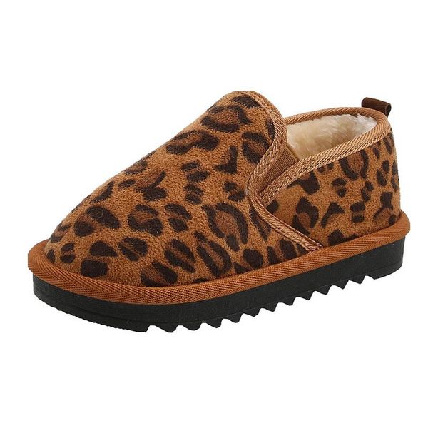 

sneakers cozulma baby kids leopard warm plush lining casual shoes for boys girls winter non-slip children flat slip-on size 23-32, Black;red