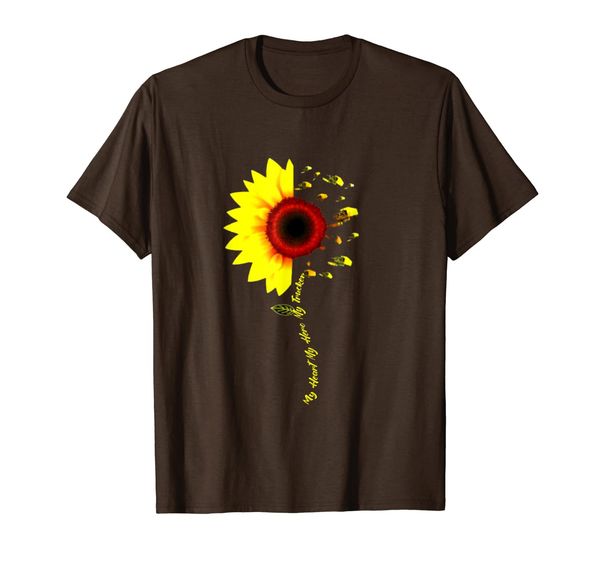

my heart my hero my trucker sunflower - trucker t-shirt, White;black
