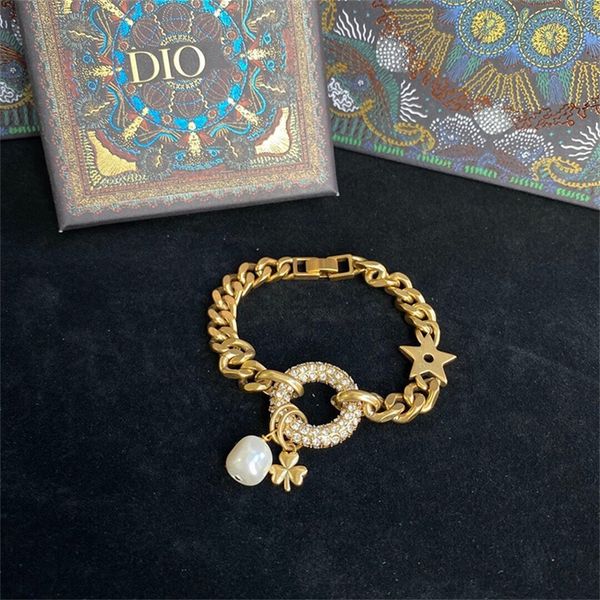 

pearl star thick chain bracelet, the as female star, White