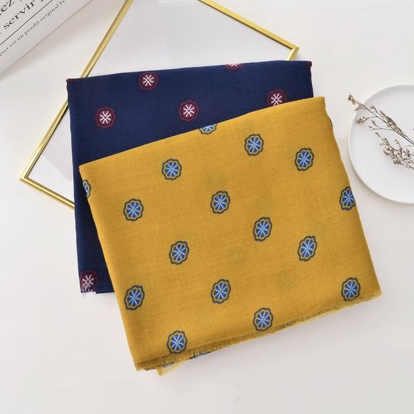 

scarves royalmaybe autumn cotton suntan printed scarf travel warm navy blue garment shoulder factory direct sales, Blue;gray