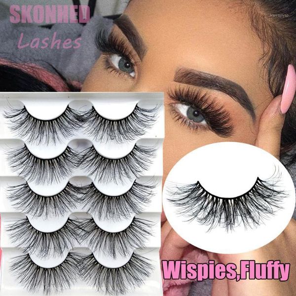 

5pairs 6d mink natural long fashion false eyelashes wispies fluffy full strips handmade lashes extension eye makeup women beauty1