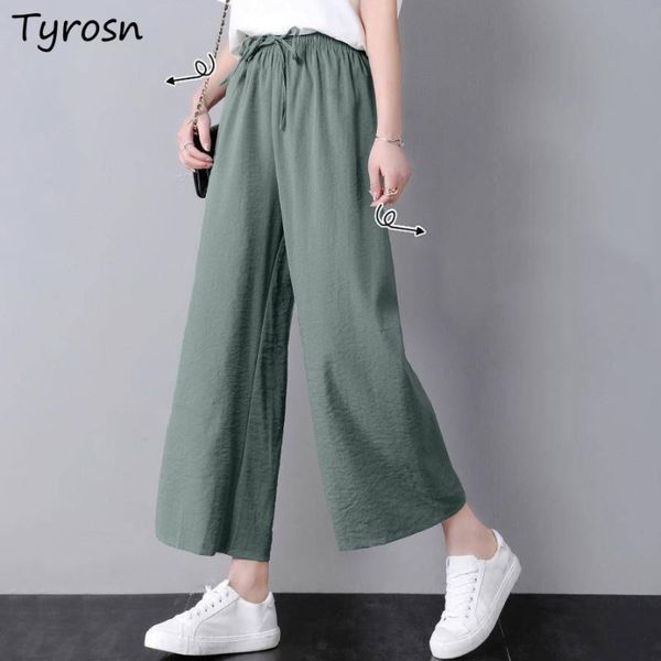 

women's pants & capris women solid high waist tender stylish wide leg trousers elegant temperament ulzzang streetwear leisure plus size, Black;white