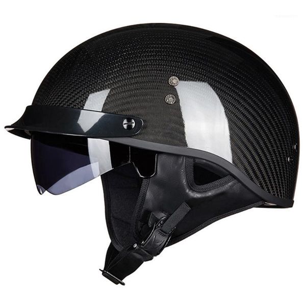 

motorcycle helmet retro carbon fiber casco moto vintage scooter half face motorbike visor dot certification1