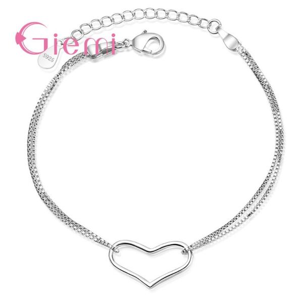 

link, chain fashion sweet s90 crystal heart charm bracelets & bangles silver pendants rhinestone for women wedding jewelry, Black