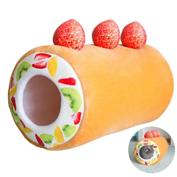 

cat beds & furniture small dog bed cake shape winter soft warm pet plush mat kennel coral fleece tunnel nest for home
