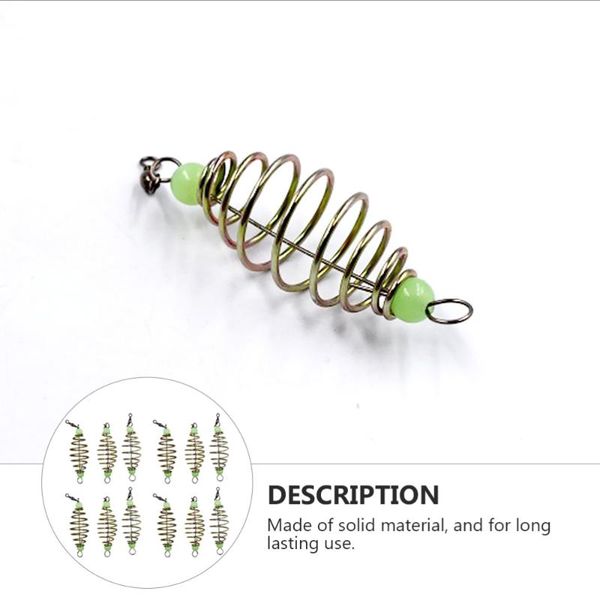 

fishing accessories 12pcs spring fshing bait trap with luminous bead olive shape cage