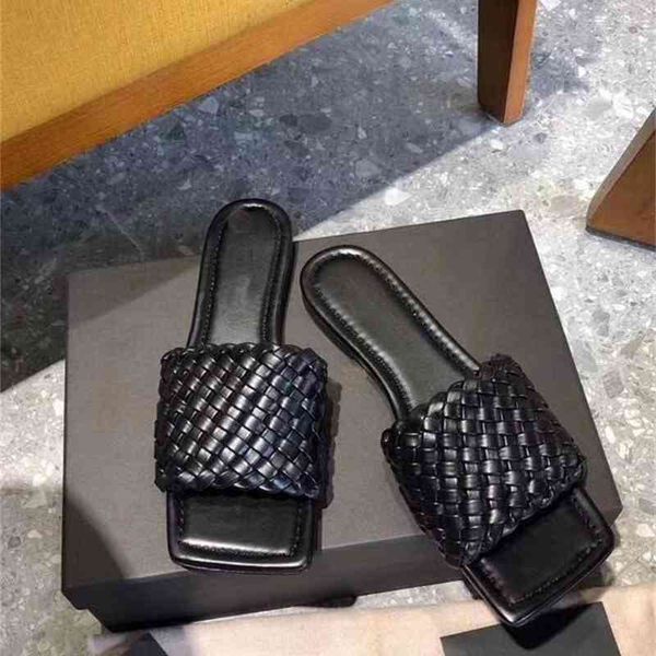 

summer shoes women flat heel leather flipflops beach candy color square open toe mules women's outdoor slippers 60% off store online, Black