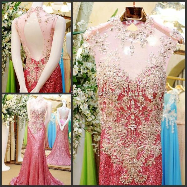 

party dresses real po 2021 mermaid high neck open back evening elegant long formal kaftan crystal dress ex15, White;black