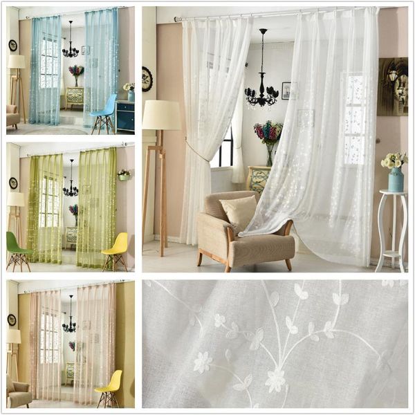 

charming embroidered tulle curtains for girls bedroom 1 panel white voile cortinas elegant sheer curtain living room window & drapes