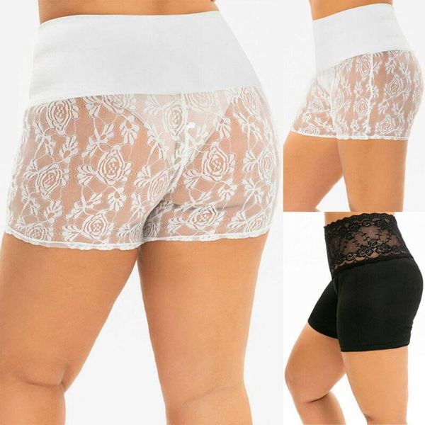 

women's leggings solid mesh elastic safety lace ice silk underwear plus size, Black