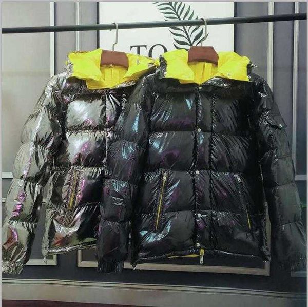 

designer down jacket men's short plush thickened warm hooded down jacket men's trend double-sided silver loose version dress2017, Black
