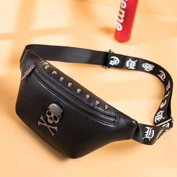

punk style creative rivet running bag waist bags