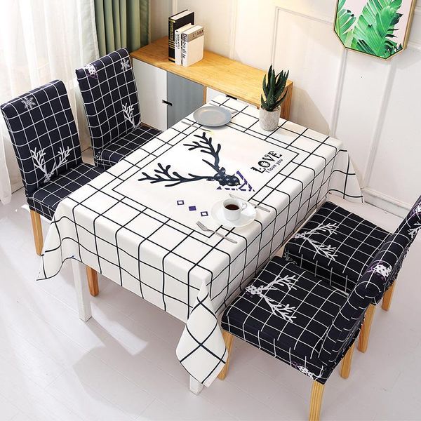 

table cloth ins style deer lattice cover home decorative dust-proof water-proof polyester rectangular dining tablecloth