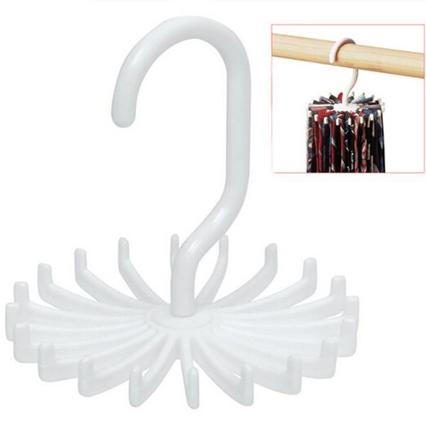 

portable 20 hooks multifunction hanger for ties scarves belts plastic wardrobe closet organizer rotating storage rack hangers & racks