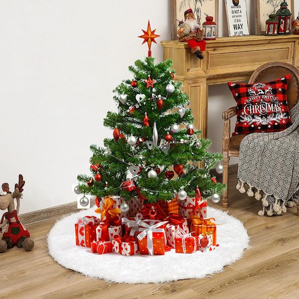 

christmas decorations year 2022 white tree skirt plush faux fur xmas carpet merry ornament navidad decor