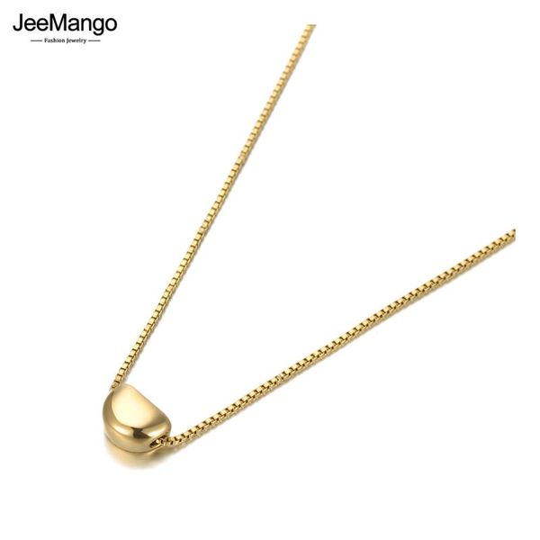 

chains jeemango trendy 316l stainless steel lovely beans charm necklace jewelry 3d pendant box chain choker for women jn20143, Silver