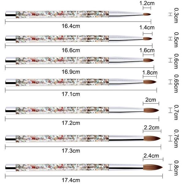 

1pc rose gold kolinsky sable acrylic nail brush with liquid flow glitter art for tool1, Yellow