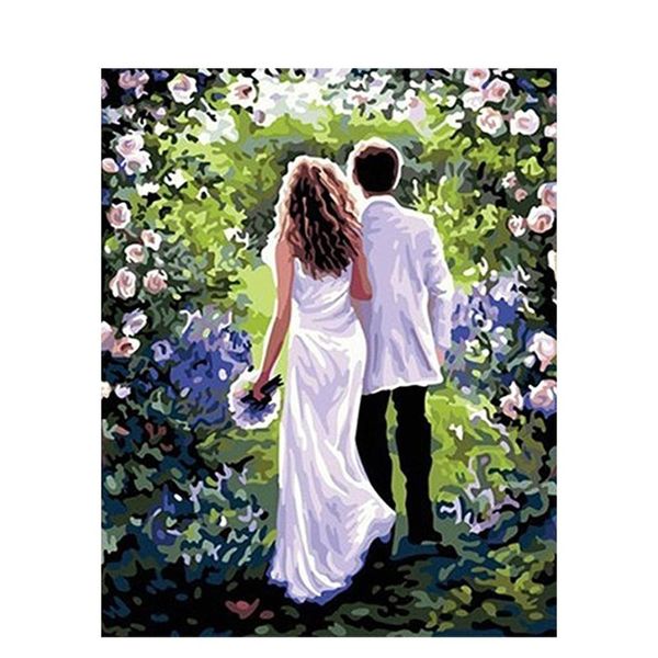 

paintings gatyztory diy handpainted oil painting paint by numbers for adults weeding picture unique gift custom po home decor