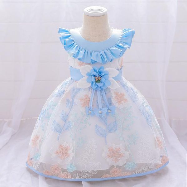 

girl's dresses born baby girl 1 year birthday dress toddler christening handmade infant princess party wedding for girls, Red;yellow