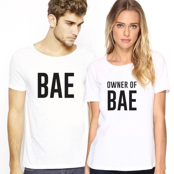 

women's t-shirt couples casual women lovers family t shirt letter print bae short sleeve o-neck funny graphic shirts, White