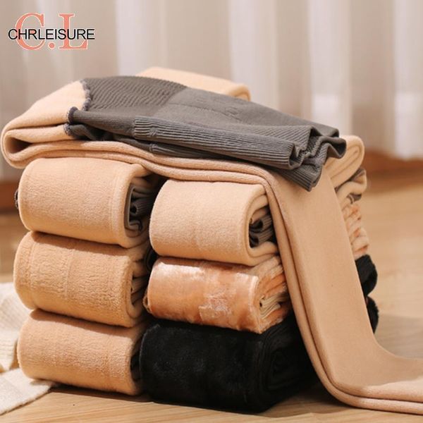 

women's leggings chrleisure women winter high waist tummy control bulift keep warm thick legging velvet pants, Black