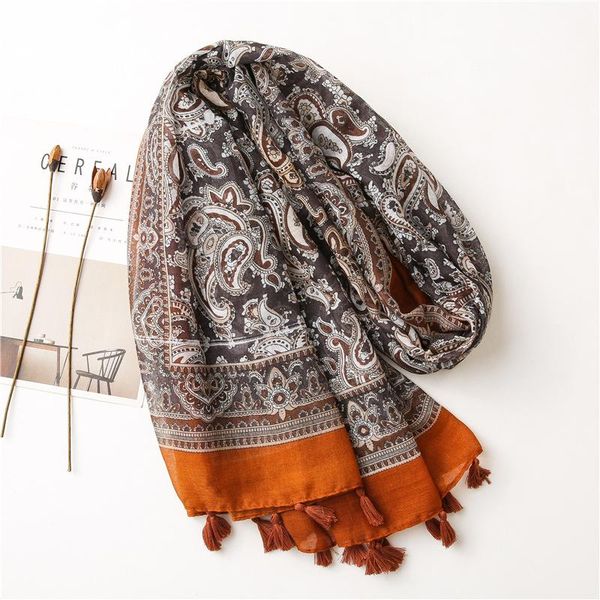 

scarves 2021 women fashion african cashew floral viscose shawl scarf lady print soft pashmina wraps foulards stole 180*90cm, Blue;gray