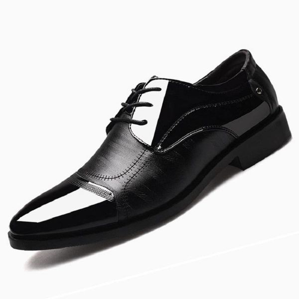 

dress shoes spring men's patent leather oxford men formal pointed toe business wedding plus size 38-48, Black