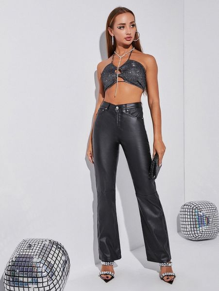 

high waist solid jeans v3rn#, Blue