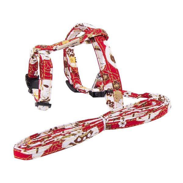 

cat collars & leads adjustable cats leash chest strapjapanese style printing traction rope for pet kitten puppy outdoor walking