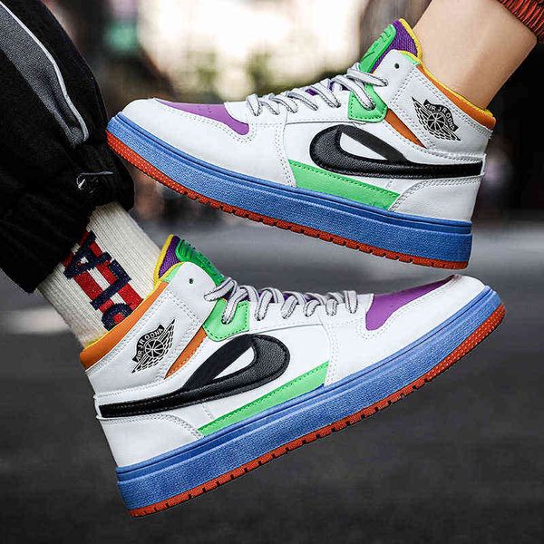 

2021 spring autumn new men and womenshoes high casual sneakers single skateboard student lightweight lace up jogging flats, Black