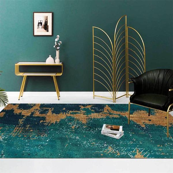 

carpets modern luxury dark green abstract art carpet home living room vintage area rug decoration table chair mat bedside