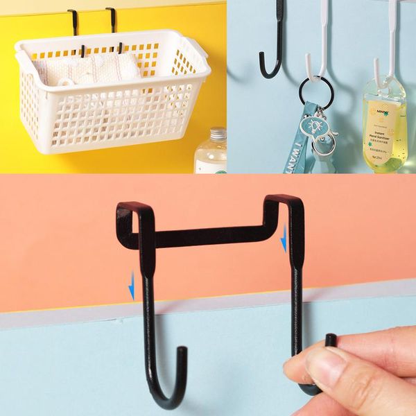 Gancio per porta dell'armadio in acciaio inossidabile, appendiabiti da cucina, camera da letto, appendiabiti, senza chiodi, portatile, spesso meno di 2 cm