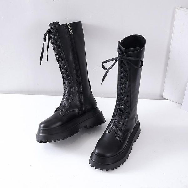 

boots ladies ins chunky heels platform women autumn winter woman shoes fashion female motorcycles mujer botas1, Black